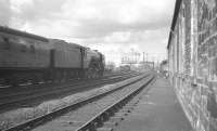 Ferryhill's A2 Pacific no 60531 <I>Bahram</I> photographed from alongside Stirling South shed in April 1961 taking a Glasgow - Aberdeen train towards the station.<br><br>[K A Gray 03/04/1961]