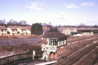 The LBSCR station at Lingfield on the East Grinstead line in March 1986. View is north, with the former banana ripening sheds in the background. [With thanks to Messrs Ehrsam, Leiper, Morrison and Prestonian]<br><br>[Ian Dinmore /03/1986]