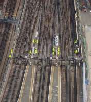 Temporary speed restrictions in place on the <I>South London</I> platforms at London Bridge station on 20 July 2013, during works in connection with the Borough Market widening project. [See image 43904]<br><br>[John Thorn 20/07/2013]