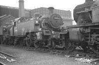 BR Standard class 2 2-6-2T 84008 in the shed yard at Kentish Town in October 1962.<br><br>[K A Gray 28/10/1962]