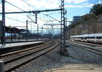 The approach to the new Cadiz terminus, looking south on a warm Friday morning in early May. A dmu is stabled at right.<br><br>[Andrew Wilson 03/05/2013]