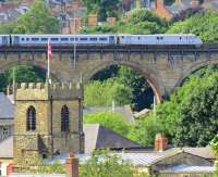 An East Coast service leaving Durham for Kings Cross on a sunny 30 June 2012.<br><br>[Ian Dinmore 30/06/2012]