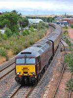 West Coast 57315 leads a Compass Tours excursion from Saltburn to Dundee through Kirkcaldy on 10 August with 47826 bringing up the rear.<br><br>[Bill Roberton 10/08/2013]