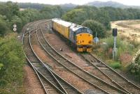 The Network Rail Test Train, sandwiched by DRS 37608 and 37606 in the up loop at Inverkeithing East Junction on 16 August.<br><br>[Bill Roberton 16/08/2013]