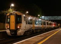 Southeastern emu 375809 calls at Minster on thepenultimate stop on its journey from London to Ramsgate, late in the evening of 31 August 2013.<br><br>[John McIntyre 31/08/2013]