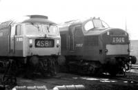 D1835 and D6837 stand in the shed yard at Motherwell in January 1971.<br><br>[John Furnevel 11/01/1971]
