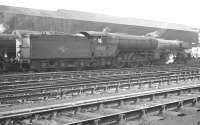 Gresley V2 2-6-2 no 60842 stands in the shed yard at Gateshead in the early sixties. The locomotive was withdrawn from York in October 1962 and cut up at Darlington Works by the end of that year.<br><br>[K A Gray //]
