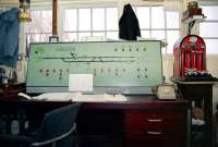 Interior of Crediton signal box in 1991. [See image 43525]<br><br>[Ian Dinmore //1991]