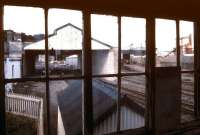 Looking over the old station at Foynes, County Limerick, in 1988. View from the abandoned signal box. <br><br>[Ian Dinmore //1988]
