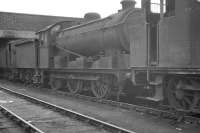 Part of Stratford shed, thought to have been photographed sometime in 1959, with a J19 0-6-0 sandwiched between two J69 0-6-0T's.<br><br>[K A Gray //1959]