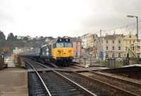 A Class 50 entering Dawlish with a Paignton - Waterloo service in December 1985.<br><br>[Ian Dinmore /12/1985]