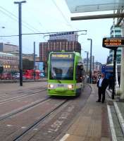 A no 3 tram for New Addington photographed at East Croydon on 25 September.<br><br>[Bruce McCartney 25/09/2013]