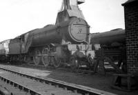 One of the Waverley route regulars stands on Canal shed, Carlisle, in the summer of 1963. V2 2-6-2 no 60816, an Edinburgh based locomotive throughout the post-nationalisation era, was finally withdrawn from St Margarets in October 1965. <br><br>[K A Gray 01/06/1963]