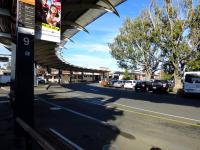 A good example of transport co-ordination, Bendigo Station with all its bus stances in May 2013. Bendigo was once the centre of a network of branches but buses have taken over. To find the actual station entrance, look above the red vehicle.<br>
<br><br>[Colin Miller 29/05/2013]