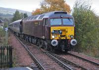 West Coast 57315 enters Pitlochry with the Edinburgh - Boat of Garten leg of <I>The Royal Scotsman</I> on 9 October.<br><br>[Bill Roberton 09/10/2013]
