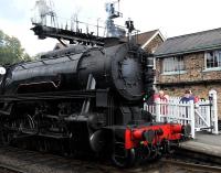 The south end of Grosmont station on 5 October featuring visiting US Army Transportation Corps class S160 2-8-0 no 6046, a visitor from the Churnet Valley Railway. <br><br>[Peter Todd 05/10/2013]