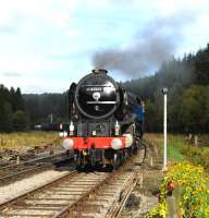 60163 <I>Tornado</I> with a train on the NYMR at Levisham on 5 October 2013.<br><br>[Peter Todd 05/10/2013]