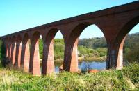 The Scarborough and Whitby Railway's Larpool Viaduct, photographed looking north over the Esk in April 2009 towards the former Whitby West Cliff station. The impressive structure is now part of a walkway/cycleway.<br><br>[John Furnevel 20/04/2009]