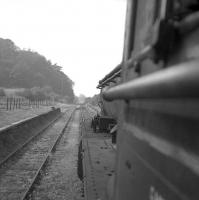 Looking west from footplate of B1 61118 at Buchlyvie station, thought to be in late 1958. The B1 was returning from Aberfoyle with the branch goods. [See image 45016]<br><br>[John Robin //1958]