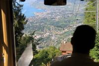Driver's view of Montreux, far below but less than 20 minutes away, as the cog train from Rochers-de-Naye descends between Caux and Glion. <br><br>[Mark Bartlett 09/09/2013]