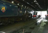 View through the running shed at Grosmont on 6 June 2013. Locomotives receiving attention on this occasion are A4 60007 <I>Sir Nigel Gresley</I> and Lambton Tank no 29.<br><br>[John Furnevel 06/06/2013]