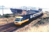 A BR InterCity 125 comes off the Tay Bridge in 1982 with a mid morning Aberdeen - Kings Cross service.<br><br>[John Furnevel 11/05/1982]