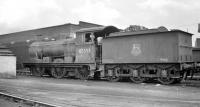 J17 0-6-0 no 65555 at Stratford in 1958. The locomotive was withdrawn and cut up here in the spring of 1960.<br><br>[K A Gray //1958]