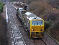 Network Rail MPV DR 98906 heads west through a dreich Breich on 26 November.<br><br>[Bill Roberton 26/11/2013]