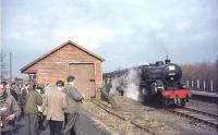 Crab 2-6-0 42737 seen during a photostop at Dalserf, South Lanarkshire, on 29 March 1964 with Scottish Rambler No 3. <br><br>[John Robin 29/03/1964]