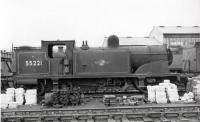 Ex-Caledonian McIntosh 2P 0-4-4T 55221 (or most of it) stands in a siding alongside Corkerhill shed in a photograph thought to have been taken in 1961, the year of its withdrawal. Prior to its arrival at Corkerhill the 1914 veteran had spent 8 years based at Keith shed, wher e it was a regular performer on the Banff branch. 55221 was eventually cut up at Connells of Coatbridge in September 1963. <br><br>[David Stewart //1961]