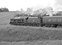 Royal Scot 46115<I>Scots Guardsman</I>accelerates away from the Appleby water stop on 20th June 2013 with the southbound<I>Cumbrian Mountain Express</I>. <br><br>[Bill Jamieson 20/06/2013]