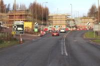 The southern approach to Hardengreen Roundabout on the A7 on 15 December 2013. [See image 43044] <br><br>[John Furnevel 15/12/2013]