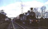 CR123 stands at Addiewell on 19 April 1965 with Scottish Rambler No 4 (Train B). The special was on its way from Glasgow Central to Edinburgh Princes Street. [See image 35468]<br><br>[G W Robin 19/04/1965]