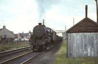 <I>Crab</I> 2-6-0 no 42789 heading south past its home shed at Ayr in August 1965 with mineral wagons.<br><br>[G W Robin 08/08/1965]
