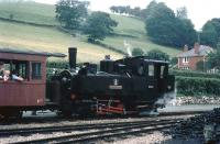 WLR No 10 <I>Sir Drefaldwyn</I> with a train at Llanfair Caereinion in 1974.<br><br>[John Thorn //1974]
