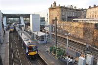 View west over Haymarket Station on 14 January 2014, with the old footbridge now removed. <br><br>[Bill Roberton 14/01/2014]