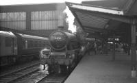 Bank Hall Jubilee 45721 <I>Impregnable</I> waits to restart from Carlisle on 3 September 1965 with the 1.10pm Liverpool - Glasgow Central / Edinburgh Princes Street. D5253 stands alongside on the centre road.<br><br>[K A Gray 03/09/1965]