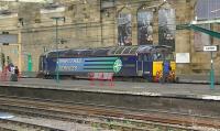 DRS 57309 arrives at Carlisle platform 5 on 17 October 2013 on a driver training run.<br><br>[Ken Browne 17/10/2013]
