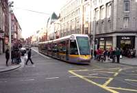 One of Dublins trams in operating in the city on 19 January 2014.<br><br>[John Steven 19/01/2014]