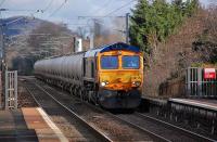 GBRf 66737 approaches  Kingsknowe on 4 January with the 6S45 North Blyth - Fort William <I>Alcans</I>. <br><br>[Bill Roberton 04/01/2014]