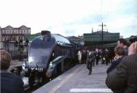4498 <I>Sir Nigel Gresley</I> at Aberdeen on 20 May 1967 with an A4 Locomotive Society railtour from Glasgow Central.<br><br>[G W Robin 20/05/1967]
