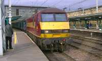 90020 leading new DRS 68002 about to depart from Carlisle on 5 February with a test run to Crewe. <br><br>[Ken Browne 05/02/2014]
