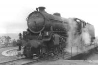 B1 61197 on the turntable at Mallaig on 6 September 1961.<br><br>[David Stewart 06/09/1961]