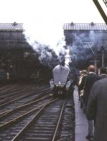 4489 <I>Sir Nigel Gresley</I> awaiting departure from Glasgow Central on 20 May 1967 with an A4 Locomotive Society railtour to Aberdeen. <br><br>[G W Robin 20/05/1967]