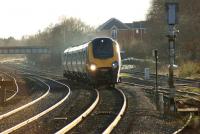 A CrossCountry Voyager approaching Bromsgrove station on 1 March 2014 with a service from Bristol to Edinburgh. The train is about to ascend the Lickey Incline.<br><br>[John McIntyre 01/03/2014]