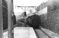 A Fairburn 2-6-4 tank about to enter Crosshill station in 1962 with a train from Glasgow Central.<br><br>[David Stewart //1962]