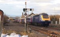 A First Great Western Hereford to Paddington HST departs from Moreton-in-Marsh on 3 March 2014.<br><br>[John McIntyre 03/03/2014]