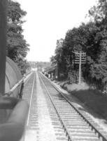View from the footplate of McIntosh 3F 0-6-0 no 57622 approaching Busby Viaduct with a westbound freight in 1960. [Ref query 6620]<br><br>[David Stewart //1960]