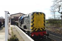 Class 08 D3261 standing in the shed yard at Hayes Knoll on 15 March.<br><br>[Peter Todd 15/03/2014]