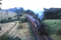 80004 photographed near Thorntonhall in September 1965, passing the site of an old mine branch.<br><br>[G W Robin /09/1965]